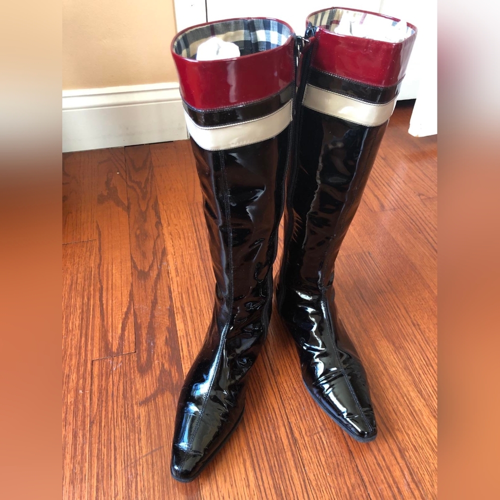 Burberry Boots Patent Black Size 35.5